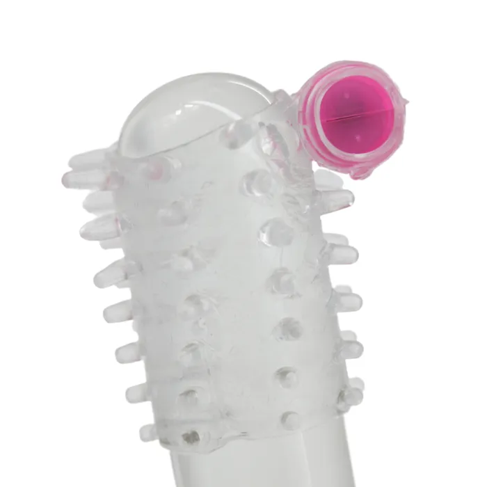 Pink BOB Male Sex Toys Vibrating Penis Sleeve With Nubby Ticklers