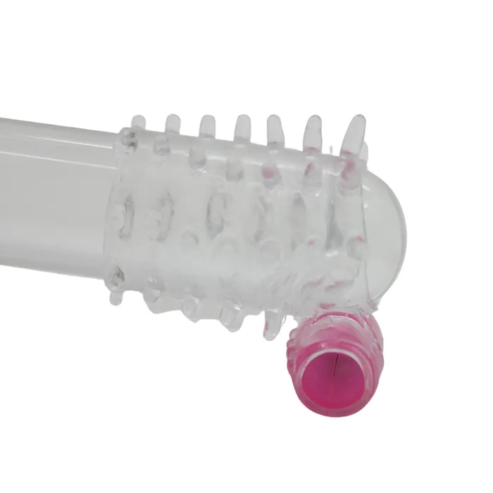 Pink BOB Male Sex Toys Vibrating Penis Sleeve With Nubby Ticklers
