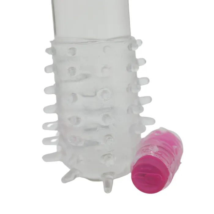 Pink BOB Male Sex Toys Vibrating Penis Sleeve With Nubby Ticklers
