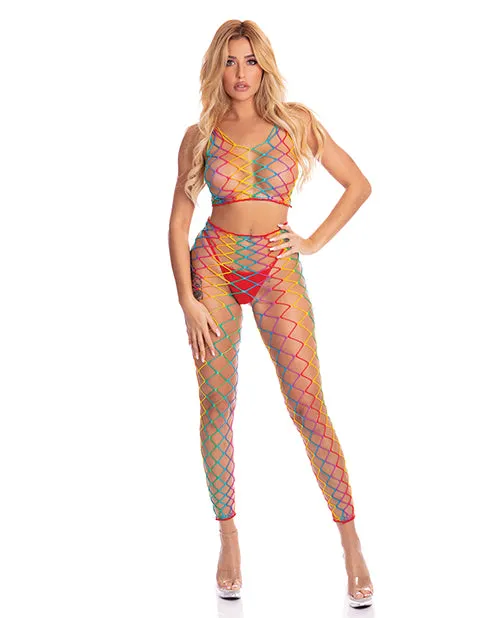 Rene Rofe Pink Lipstick Roy G Biv 2 pc Bodystocking Rainbow QN Vibrators