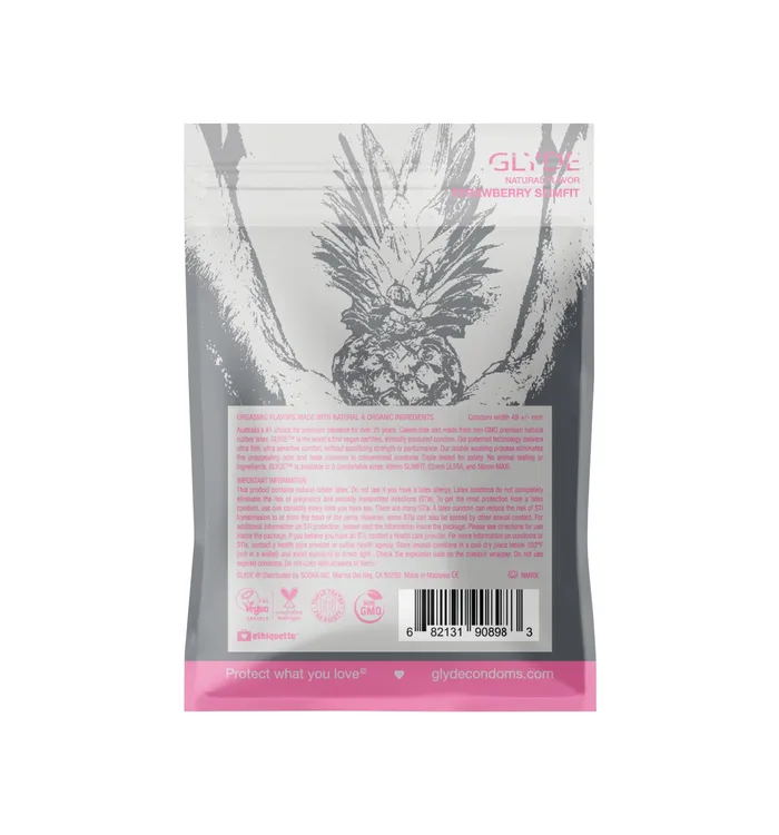 Vibrators Glyde Slimfit Organic Strawberry Condoms 4pk Glyde