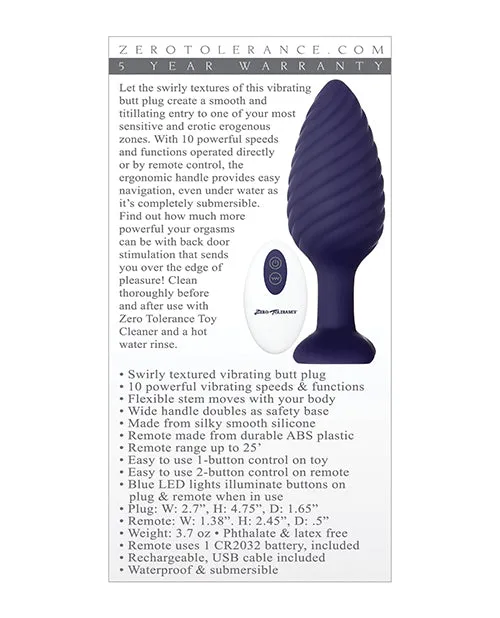Zero Tolerance Wicked Twister Anal Rechargeable Plug Evolved Anal Zero Tolerance Wicked Twister Anal Rechargeable Plug Evolved Anal